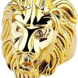 Satguru Simba Lion King Rings for men 3D Lion Head Gold Plated Biker 316 Stainless Steel Rings Iced Out Jewelry Punk Ring Hip Hop Heavy Metal Cocktail Party Ring Vintage Animal mens fashion rings-picture-7