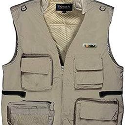 Men's Coton Standard Length Tonba Photography Jacket Vest Outdoor with Netted Ventilation Adjustable Waist. Multi-Utility Pocket (Cream Tan, XXXL)-picture-22