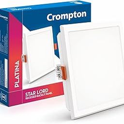 Crompton Star Lord | Recessed Ceiling Lights | 20W | Square | Cool White | for False Ceiling Installation | Cutout: 8" | for Home, Living Room, Office & Shops | Pack of 1-8