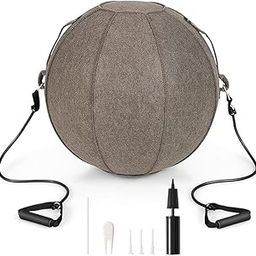 MIXEN 65cm Sitting Ball Chair for Office, Dorm, and Home, Pilates Exercise Yoga Ball with Cover, Protective Ball Cover for Home-Use Yoga/Exercise/Balance Ball with Convenient Carry Handles-image-58