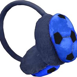 Kids Football Themed Faux Fur Winter Warm Earmuffs For Boys And Girls Ear Muff. (Blue)-image-87