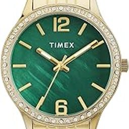Analog Watch for Women Available in Green, Pink, Blue Dial & Gold Stainless Steel Bracelet Band - Water Resistant Wrist Watches-image-4
