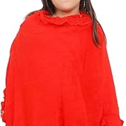 manra Girls Solid Kashmiri Frill Cape Coat Parent-picture-8