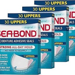 Sea-Bond Secure Denture Adhesive Seals Original Upper Zinc Free All Day Hold No Dirt 30 Pack (Pack of 4)-image-8