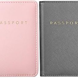 2 Pieces Bridal Passport Covers Holder Travel Wallet Passport Case, Gray and Pink-41