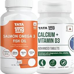 Tata 1mg Salmon Omega Capsules & Tata 1mg Caclium + D3(Combo, Pack of 60)-image-38