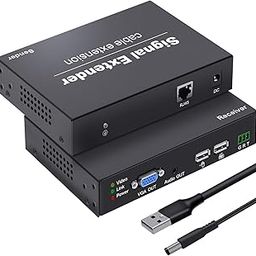 VGA KVM Extender Over Ethernet,1080P VGA KVM Extender Over Cat5e/6/7 Up to 394FT(120M), Digital Zero Delay Transmission, Plug and Play, VGA KVM Extender with 2 USB Ports for Keyboard and Mouse-29