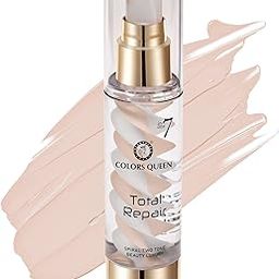 Colors Queen 7 in 1 Total Repair Liquid Foundation | Full Coverage, Oil Free Foundation Comes with Primer, Concealer, Moisturizer, CC Cream for Smooth and Radiant Skin | Foundation for Face Makeup (01 - Ivory, 50g)-21