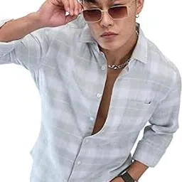 vastrado Mens Green & White Checked Shirt | Premium Cotton, Full Sleeve, Collar Neckline, Button Down | Casual Wear, Modern Design, Comfortable Fit-picture-11