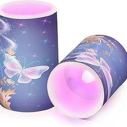 JJoias Butterflies-Golden-Print Color Changing Flameless Pillar Candles with Remote/Timer, Battery Operated Warm Light/Flickering ‎Candle for Home Decoration Gifts, Set of 2-image-90