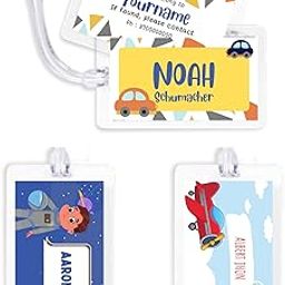 Yellow Nuts Personalized Travel Luggage Name Tags School Bags Labels Travel Id Suitcase Air Travel for Kids Girls Boys-30