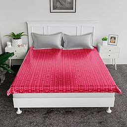 Kuber Industries Mattress Protector Sheet|Water Resistant & DustProof|Breathable Fabric, Size 198 x 198 cm (Pink, Plastic)-image-58