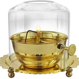 Shri Sai Enterprises Brass Akhand Jyoth Diya with Glass Cover | Deep Golden Pooja Deepak Diya with Wick Lifting Screw Lever | Perfect for Diwali, Navratri and Decoration | Gift Item for Diwali-image-30
