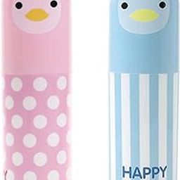 Phawta Plastic Portable Toothbrush Holder Cover Case Travel Accessories Storage Organizer Box, Round, Cute Duck Design, 20 x 6 x 6 cm, Multicolor (2)-0