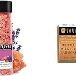 Soulflower Lavender Bath Salt Enriched with Himalayan Pink Rock Bath Salt for Relaxing Muscle Reetha Coconut Milk Soap-image-64