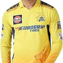 playR Mens IPL 2024 Chennai Super Kings Dhoni Match Jersey Full Sleeve-image-3