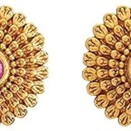 kushal's Fashion Jewellery Ruby Gold Polished Antique Push Back Earrings| Best For Bride, Bridemaids & Special Occasion | Antique Studs For Women - 433386-picture-31