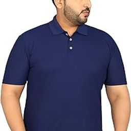 Plus Size Men's Solid Polo Neck Half Sleeve T-Shirts-24