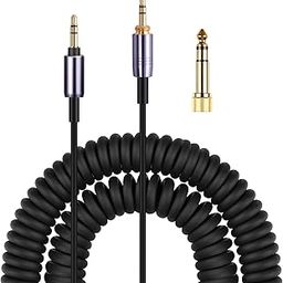 WH-1000XM3 Coiled Audio Cable Replacement for Sony WH-1000XM4, WH-1000XM2 Headsets, 1/8” Extension Cord with 1/4” Adapter Works on PS5 PS4 PC Smartphone Xbox One, 4ft to 14ft-picture-19