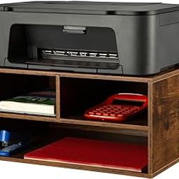 EMERIT Printer Stand Shelf with Storage Wood Desk Paper Organzier for Home/Office,Printer Riser, 2 Tire-27