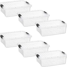 Superio Pack of 6 Clear Storage Bins with Lid, 6.25 Qt. Stackable Plastic Storage Latch Box with Snap Lock Closure-16