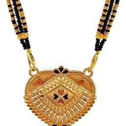 Elegant Gold Plated Heart Shaped Mangalsutra with Enamel Detailing-5
