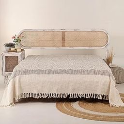 Peepul Tree Handmade Cotton Bed Cover | All-Season Queen Size Luxury | Breathable, Handcrafted in India | Soft, Comfortable, Intricate Weave Patterns for Stylish Bedrooms| Earthy Brown & Ivory-11