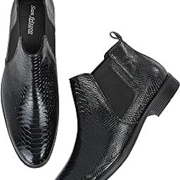 Croco Textured Chelsea Boots for Men's/Slip On Wearable Anti-Slip Faux Leather Boots for Office/Fashionable Ankle Boots for Men-image-41