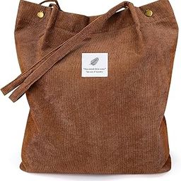 Women Corduroy Shoulder Tote Bag for Work Beach Travel and Shopping Grocery-image-81