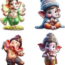 MyBuddy Lord Ganesha Fridge Magnet Set of 4 with Indian Mythological Figures - Door Decoration, Wardrop Magnets with Eligant Design-image-79