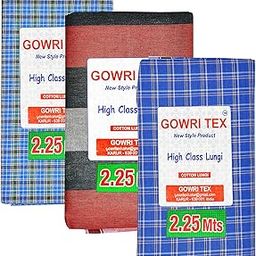 Cotton Stitched Lungis Pack Of 3 (Ready To Wear) 2.25Meter-image-97