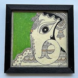 Vibrant Madhubani Ganesha: Radiant Green Edition-image-58