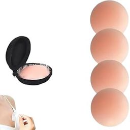 Silicone Nipple Covers Reusable for Women Double Sided Tape Invisible Adhesive Silicone Pieces, Fashion Clothing Accessory Nude-image-90