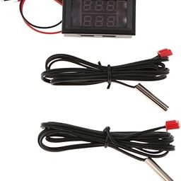 ATORSE™ Dc 4-28V Dual Display Digital Thermometer Ntc Metal Probe Red Red Display-28