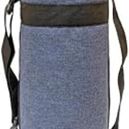Allo Polyester Thermal Insulated Water Bottle Cover 750ml, 1L to 1.5 Litre - Waterproof Modern Carrier Bag with Adjustable Shoulder Strap & Zipper for Travel, Hiking, Office & School Kids, Royal Blue-image-1