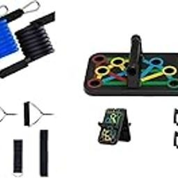 ShopiMoz Resistance Bands Set for Exercise, Stretching and Workout With 14 in 1 Home Workout Pushup Board, Pushup Bar System-image-21