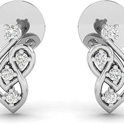 18k (750) White Gold and Diamond Stud Earrings for Women-image-48