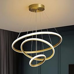 LIODOR 3-Layer Ring Pendant Chandelier Light for Bedroom, Living Room, Interior Home Decoration- No Remote Required-image-62