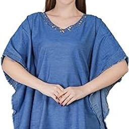 Denim Short Kaftan for Effortless Style | Blue Essence: Stylish Denim Kaftan Tunic | Easy Elegance | Everyday Wear | (in, Alpha, 2XL, Regular, Classic Blue)-image-26