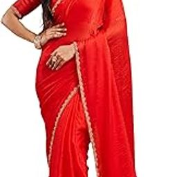 Women's Soft Zimmy Choo Fandy Silk Saree With Hand Work Lace Boarder & Comes With Unstitched Blouse Piece(Multicolor)-4