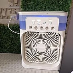 Portable Air Cooler with 3 Wind Speeds, 5 Spray Modes, 600ml Tank, 60° Oscillation, 7 LED Lights, Timer-image-3