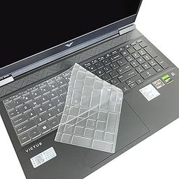 Saco Keyboard Cover Compatible for 2024 2023 HP Victus 15.6 inch Gaming Laptop 15-FA_, 15-FB__ Series & HP Victus 16.1 inch Waterproof Dust-Proof Ultra Thin Keyboard Skin Protector - Silicon Clear-14