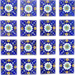 Shiv Kripa Blue Pottery Ceramic Mosaic Decorative Wall Tiles Home Decor Floral 3 x 3 Inch Set of Tiles (Multi) (16)-picture-13