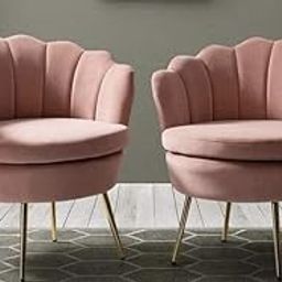 FESTIVAL BAZAR Teak wood Golden Legs Grey Tufted Barrel Chair with Unique Design Available (Pink) -Set of 2-image-70
