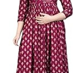 Women's Floral Print Rayon Metrenity Dress, Black with Pink and White Flowers, 3/4 Sleeves-image-26