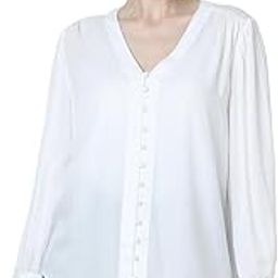 Women V-Neck Solid White Formal Shirt-42