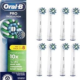 Oral-B Pro Cross Action Electric Toothbrush Head, X-Shape and Angled Bristles for Deeper Plaque Removal, Pack of 8 Toothbrush Heads, White-image-50