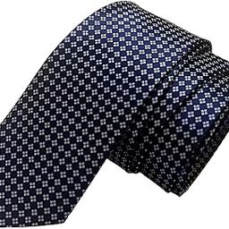 Men's Navy Blue Satin Necktie with Diamond Pattern, Width-2.5 Inch-image-72