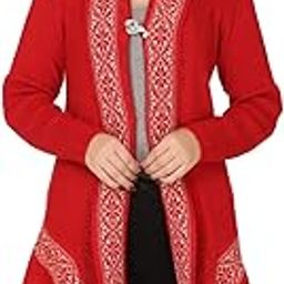 Women Ladies Girls Winter Wear Woolen Open Front Longline Hem Long Sleeves Shrug Cardigan-15