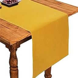 Airwill Cotton Plain Yellow Designed Solid Pattern Table Runner Length 152cm (Yellow, Pack of 1)-15